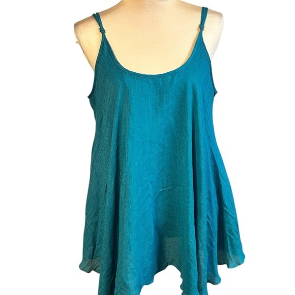 Umgee Blueish Green Lined Tank Top Large